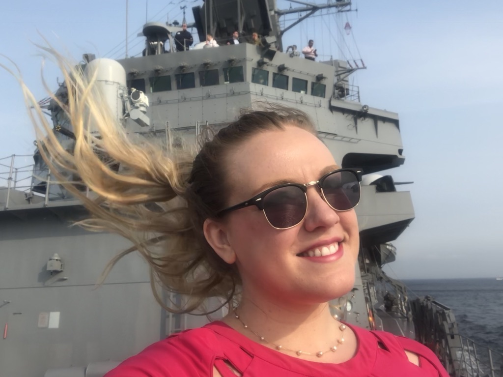 Caitlin Doornbos aboard a U.S. Navy vessel
